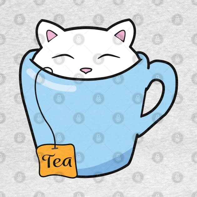 Cat in a blue cup of tea by Purrfect